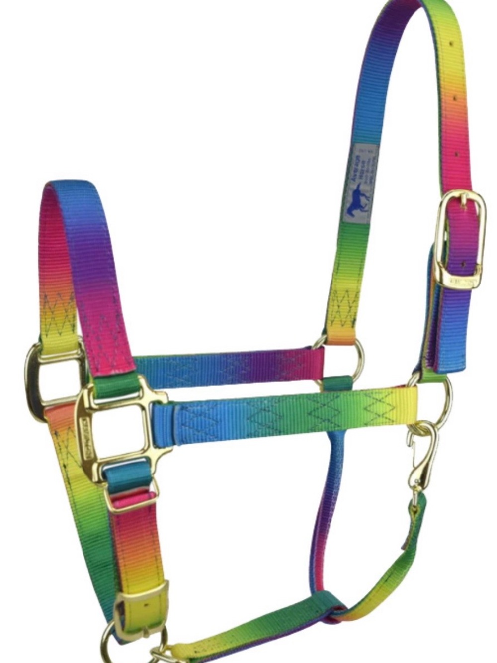 Hamilton Rainbow Ombre Nylon Horse Halter with Gold Hardware